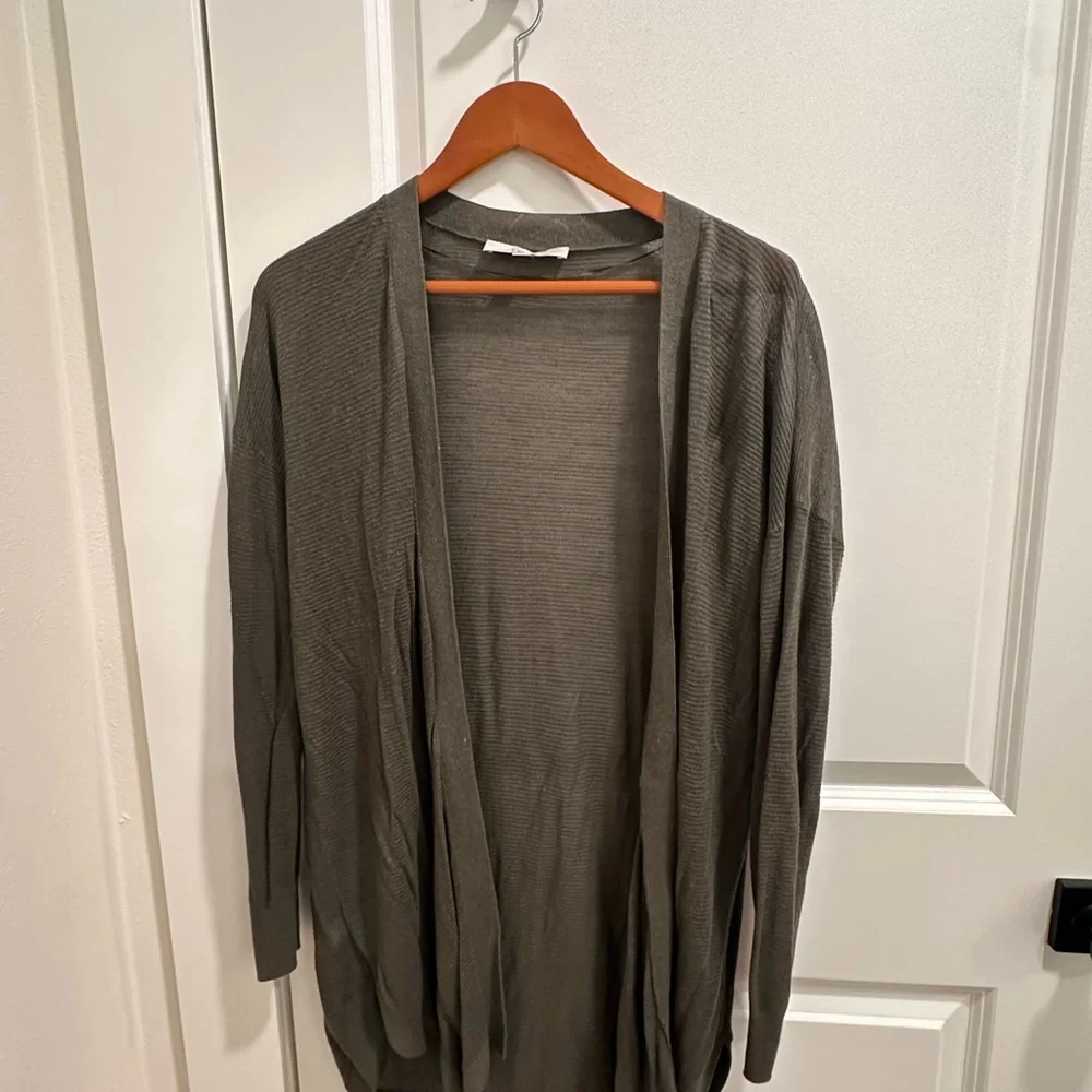 LOFT Olive Green Open Front Cardigan